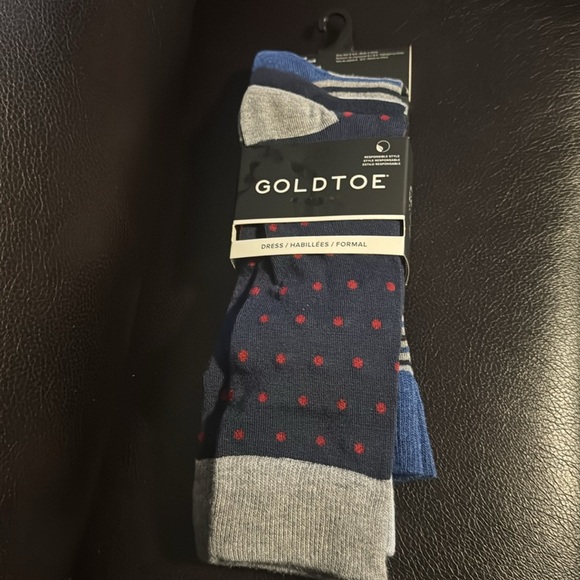 Mens GoldToe 3pk Dress Stripe Dots Crew Socks - Picture 7 of 10
